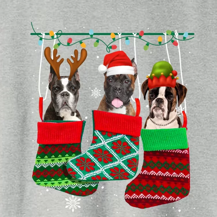 Dog Boxer Christmas Socks Funny Xmas Pajama Pet Puppy Gift Women's Crop Top Tee