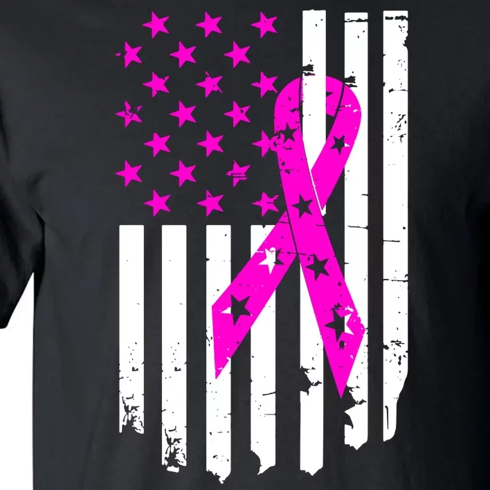 Distressed Breast Cancer Awareness Flag Tall T-Shirt