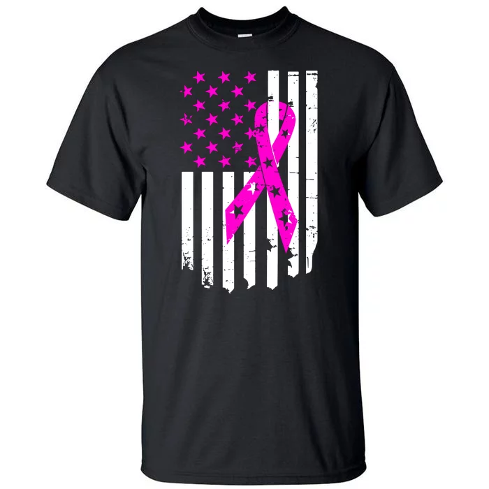 Distressed Breast Cancer Awareness Flag Tall T-Shirt