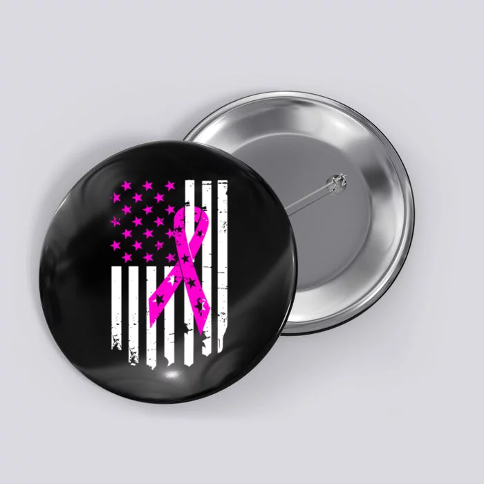 Distressed Breast Cancer Awareness Flag Button