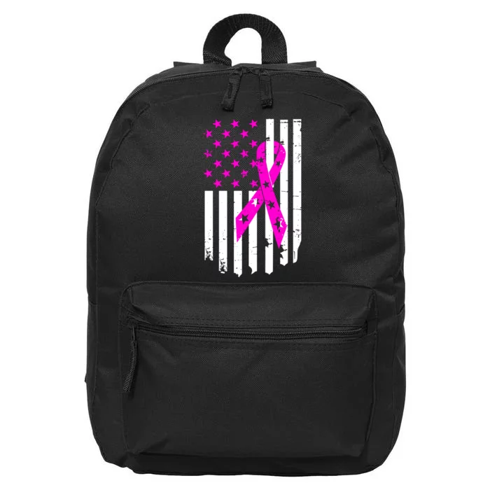 Distressed Breast Cancer Awareness Flag 16 in Basic Backpack