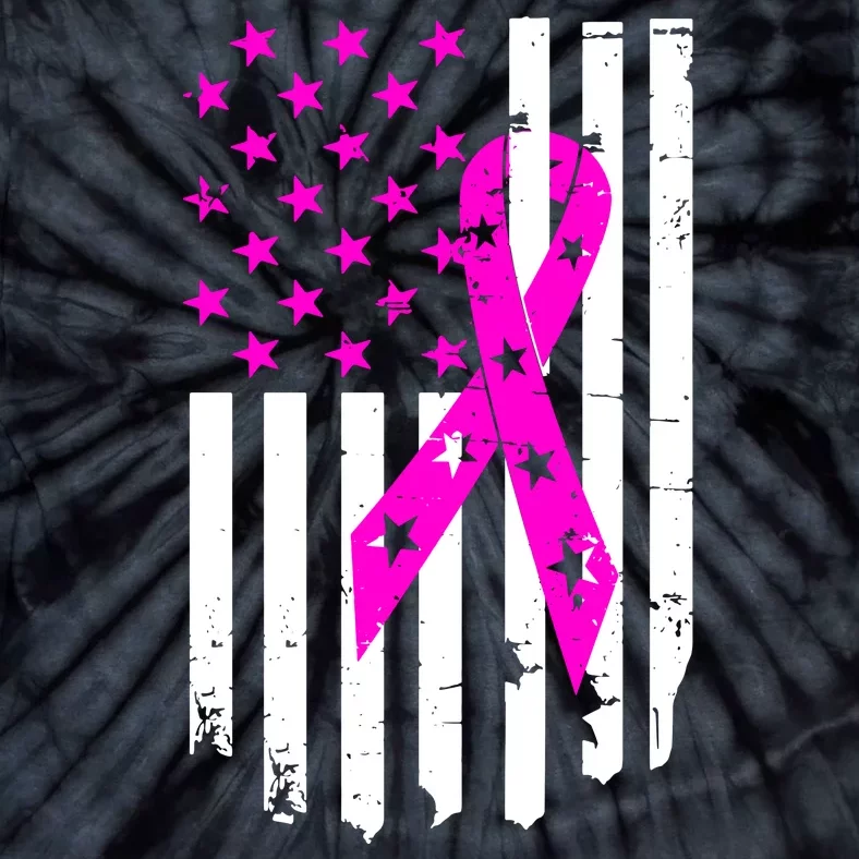 Distressed Breast Cancer Awareness Flag Tie-Dye T-Shirt