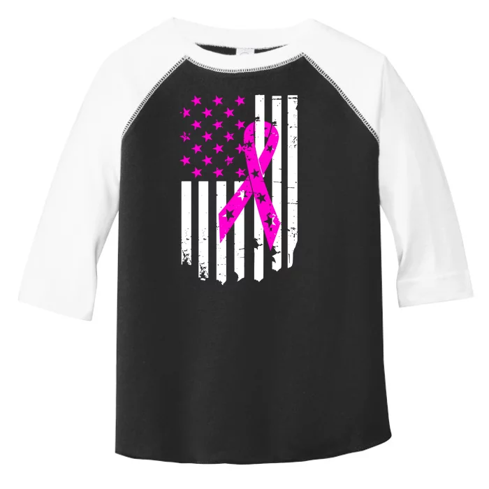 Distressed Breast Cancer Awareness Flag Toddler Fine Jersey T-Shirt