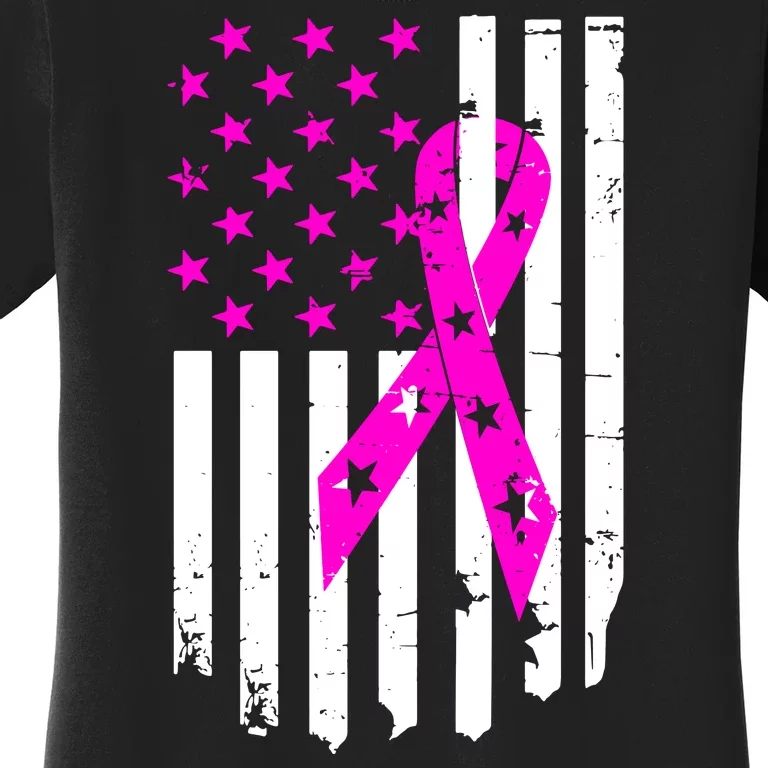 Distressed Breast Cancer Awareness Flag Women's T-Shirt