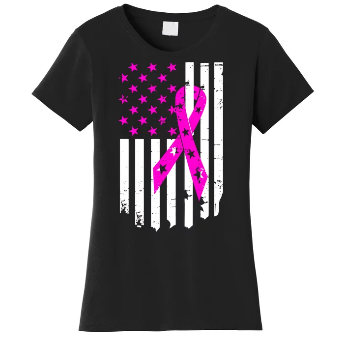 Distressed Breast Cancer Awareness Flag Women's T-Shirt