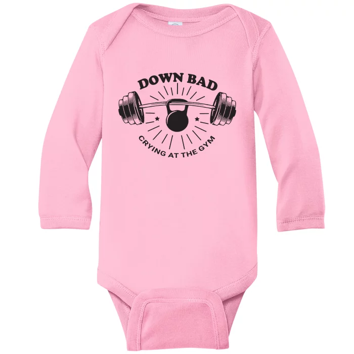 Down Bad Crying At The Gym Baby Long Sleeve Bodysuit