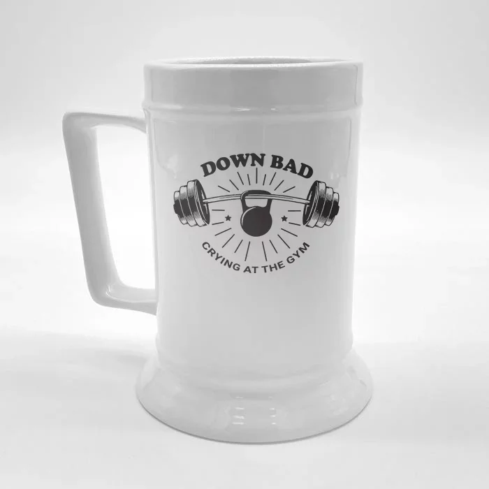 Down Bad Crying At The Gym Front & Back Beer Stein