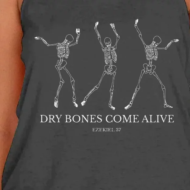 Dry Bones Come Alive Funny Skeleton Dancing Women's Knotted Racerback Tank