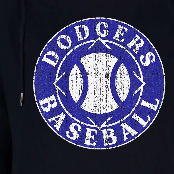 Dodger Baseball Crest Womens Funnel Neck Pullover Hood