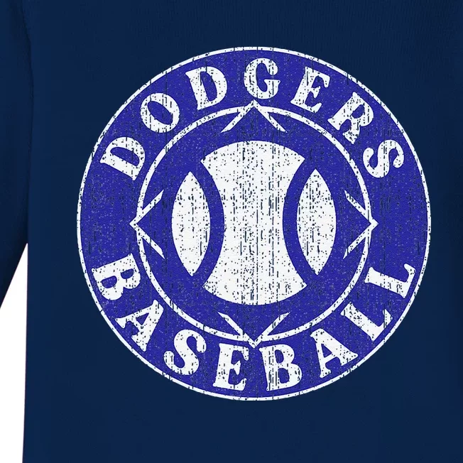 Dodger Baseball Crest Baby Long Sleeve Bodysuit