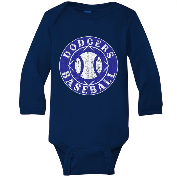 Dodger Baseball Crest Baby Long Sleeve Bodysuit