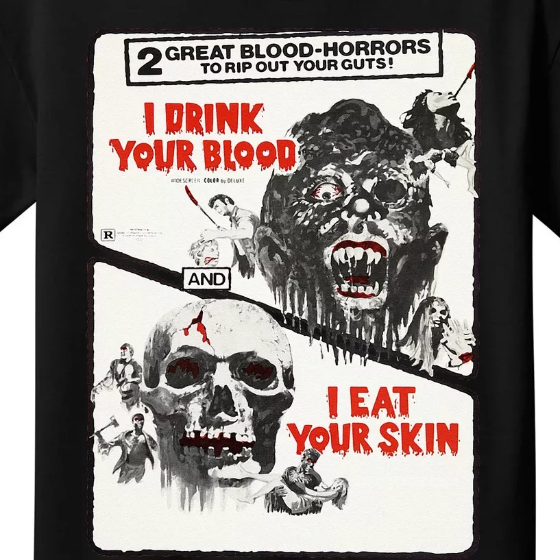 Drink Blood Classic Halloween Monster Poster Horror Movie Kids T-Shirt