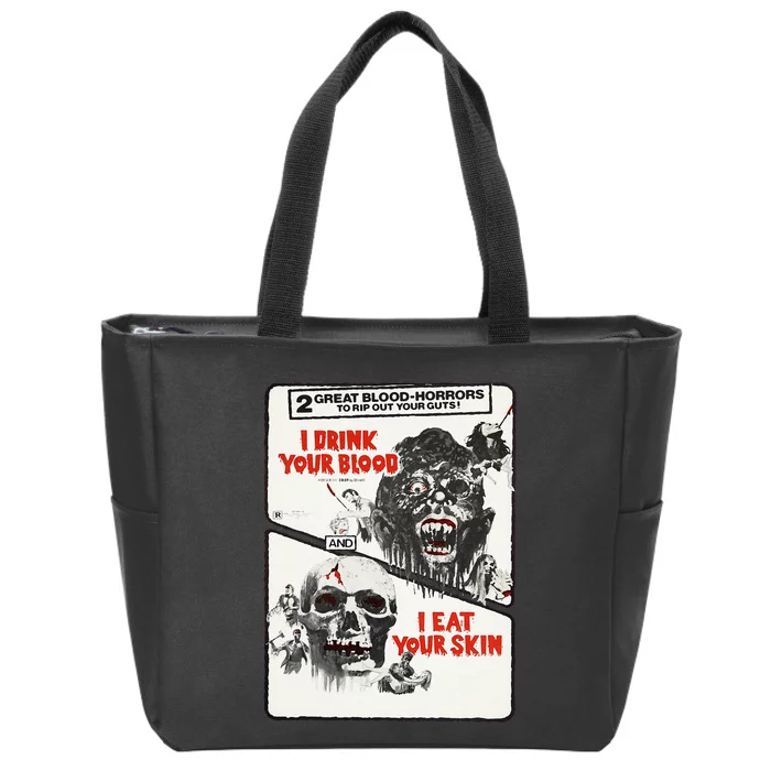 Drink Blood Classic Halloween Monster Poster Horror Movie Zip Tote Bag