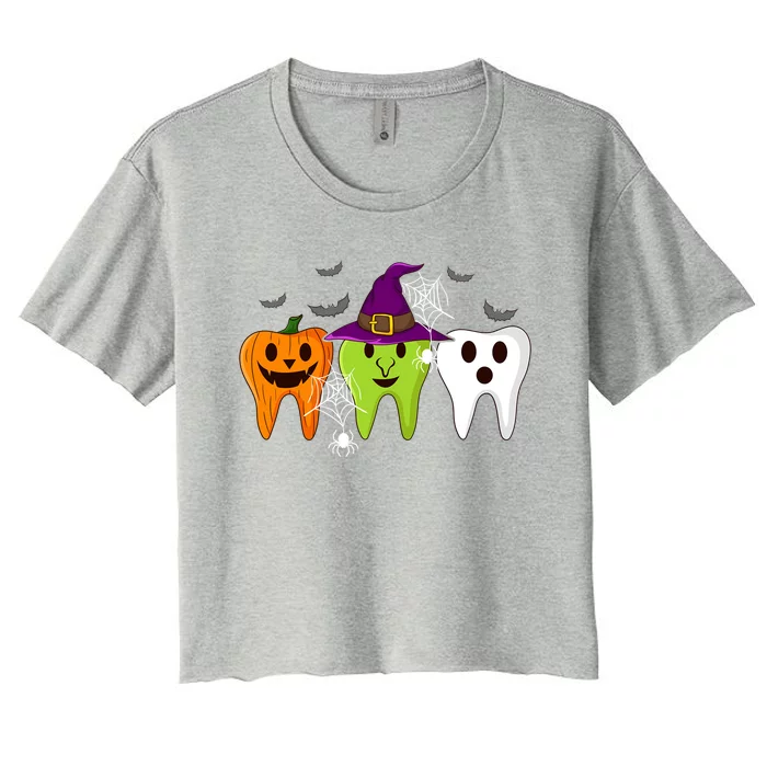 Dentist Boo Crew Halloween Dental Assistant Gift Women's Crop Top Tee