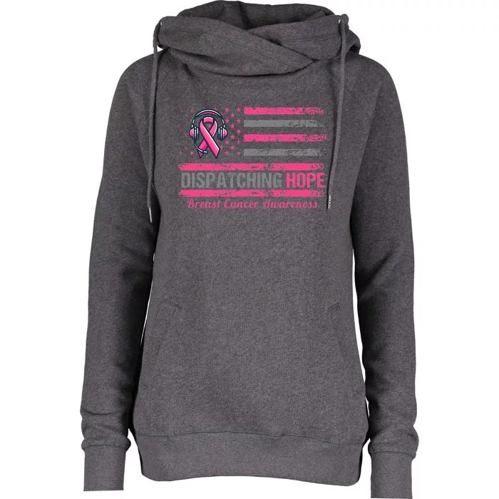 Dispatcher Breast Cancer Awareness Ribbon Womens Funnel Neck Pullover Hood