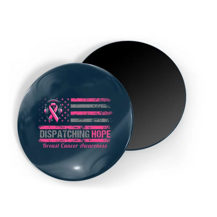 Dispatcher Breast Cancer Awareness Ribbon American Flag Magnet