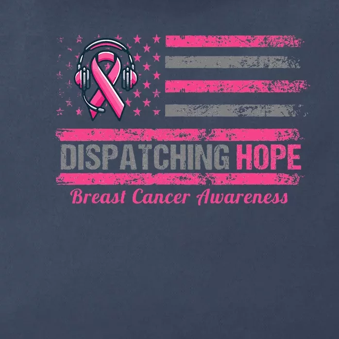 Dispatcher Breast Cancer Awareness Ribbon American Flag Zip Tote Bag