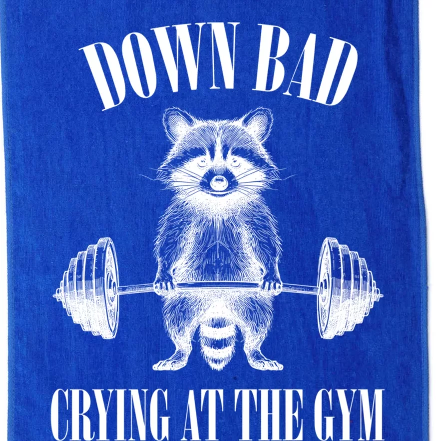 Down Bad Crying At The Gym Raccoon Meme Funny Workout Gym Meaningful Gift Platinum Collection Golf Towel