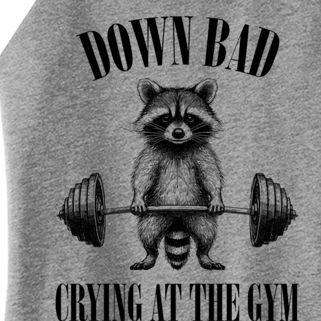 Down Bad Crying At The Gym Raccoon Meme Funny Workout Gym Meaningful Gift Women’s Perfect Tri Rocker Tank