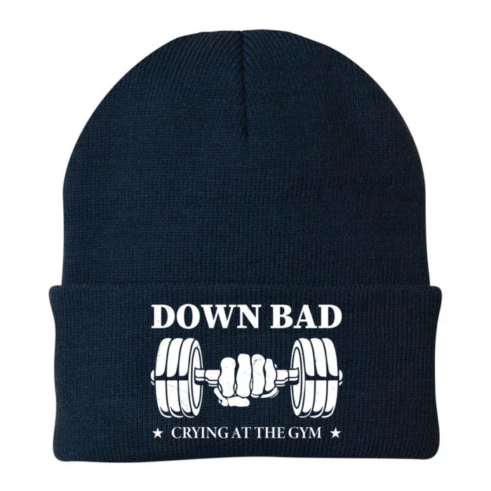 Down Bad Crying At The Gym Gift Crying At The Gym Cute Gift Knit Cap Winter Beanie