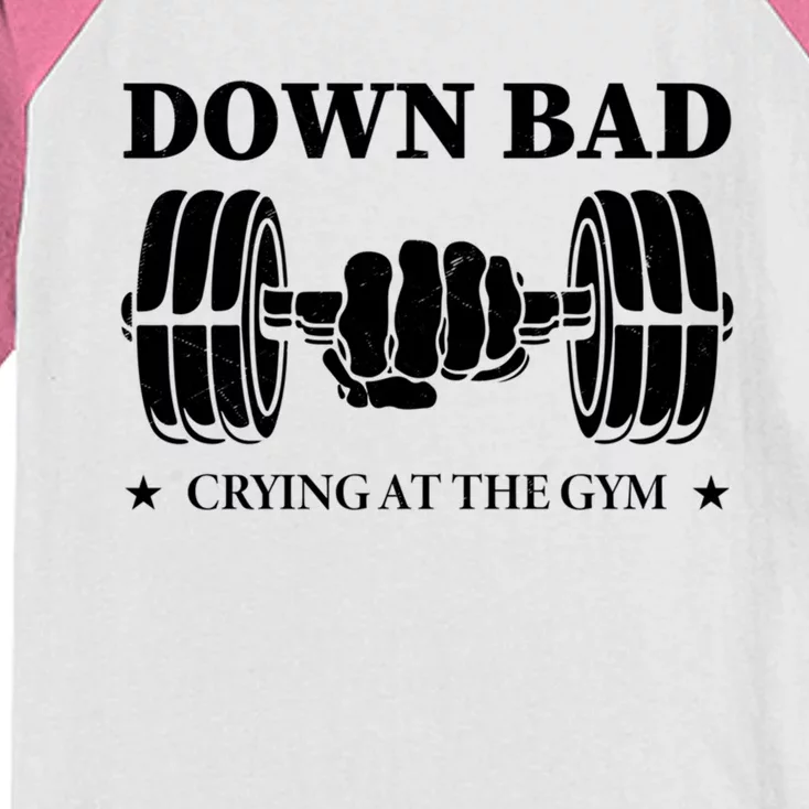 Down Bad Crying At The Gym Gift Crying At The Gym Cute Gift Kids Colorblock Raglan Jersey