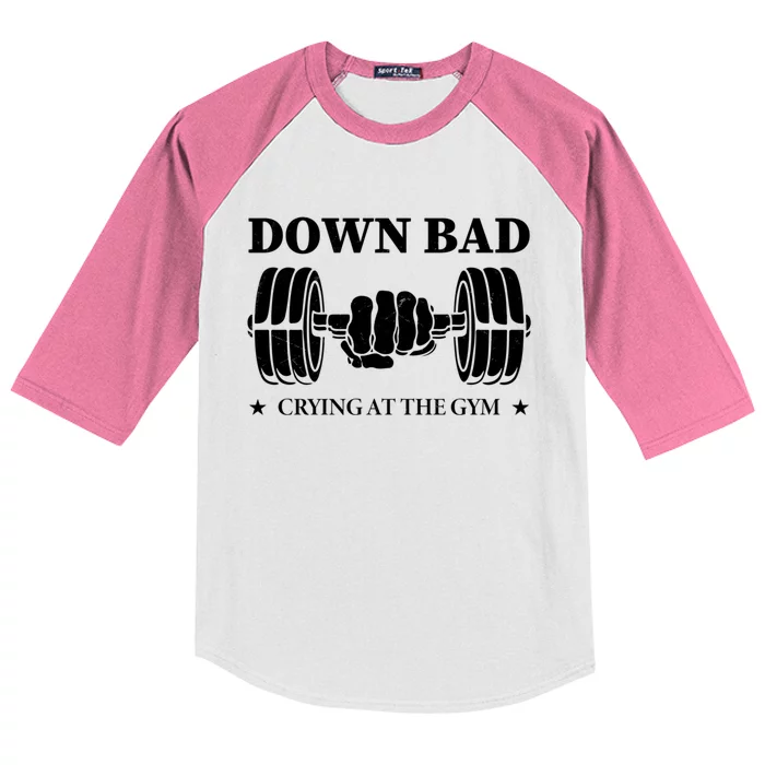 Down Bad Crying At The Gym Gift Crying At The Gym Cute Gift Kids Colorblock Raglan Jersey