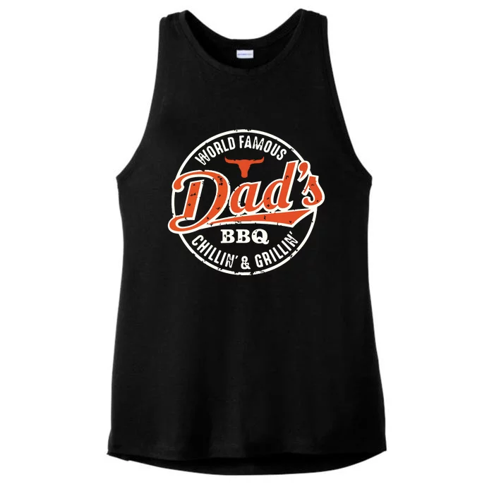 Dad's BBQ Chilling And Grilling Vintage Ladies Tri-Blend Wicking Tank