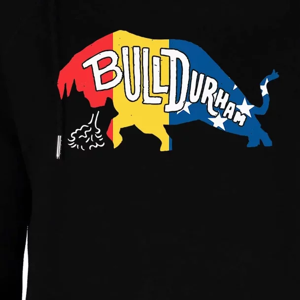 Durham Bull City North Carolina A Bull With Durham Flag Womens Funnel Neck Pullover Hood