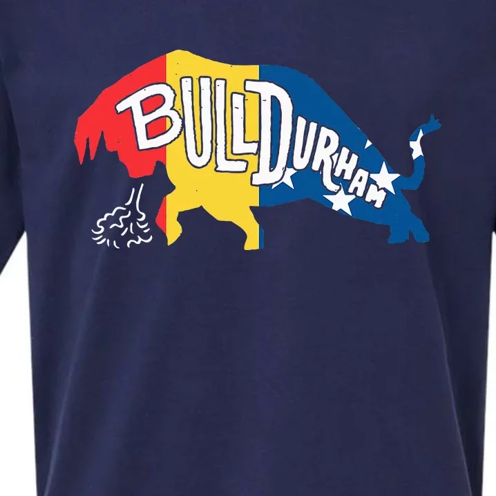 Durham Bull City North Carolina A Bull With Durham Flag Sueded Cloud Jersey T-Shirt