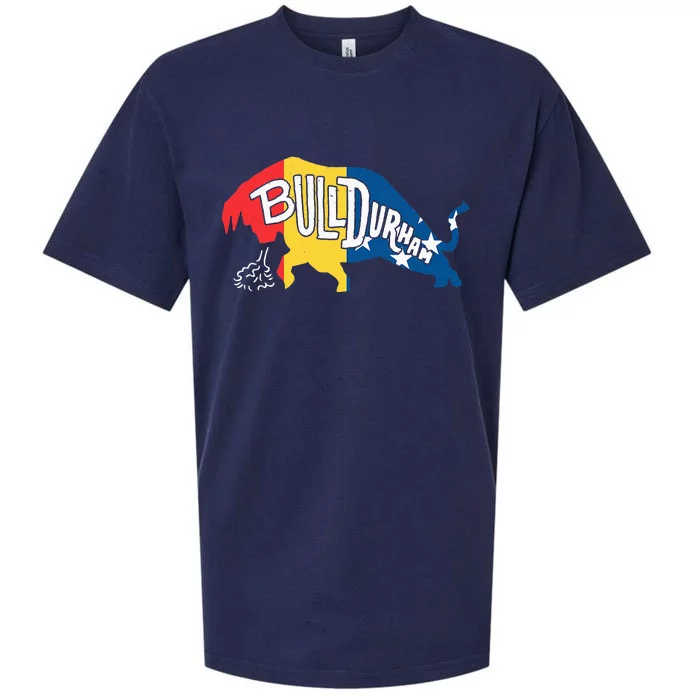 Durham Bull City North Carolina A Bull With Durham Flag Sueded Cloud Jersey T-Shirt