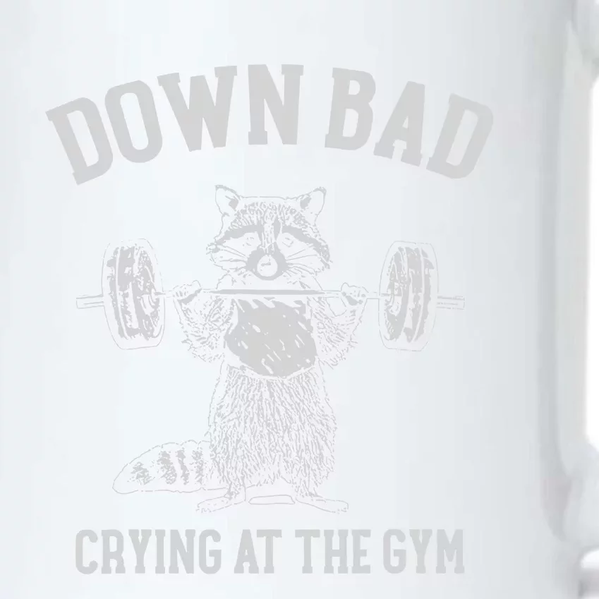 Down Bad Crying At The Gym Racoon Meme Black Color Changing Mug