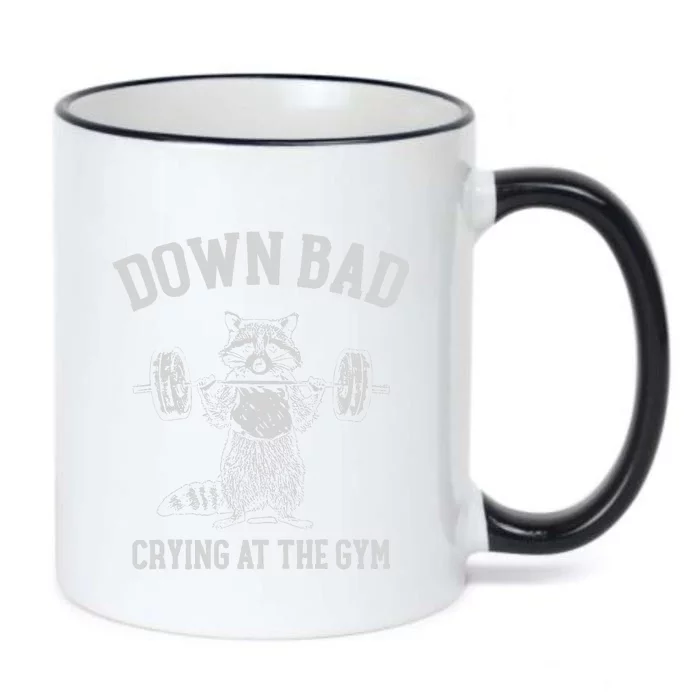 Down Bad Crying At The Gym Racoon Meme Black Color Changing Mug