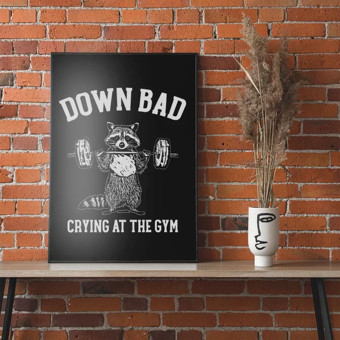 Down Bad Crying At The Gym Racoon Meme Poster