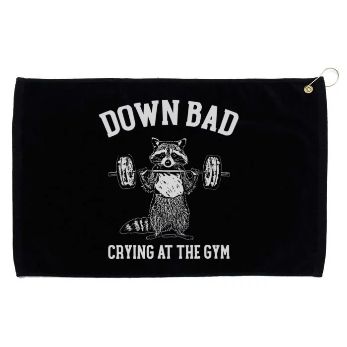 Down Bad Crying At The Gym Racoon Meme Grommeted Golf Towel