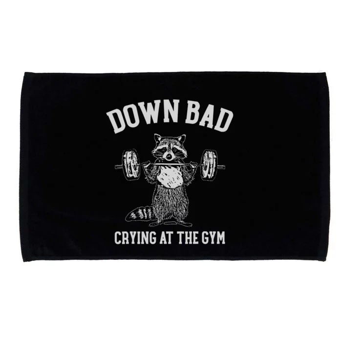 Down Bad Crying At The Gym Racoon Meme Microfiber Hand Towel