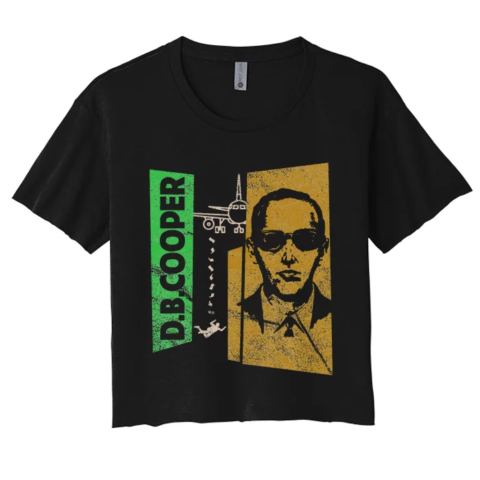 D. B. Cooper Skyjacker Hijack Retro 60s Style Graphic Women's Crop Top Tee