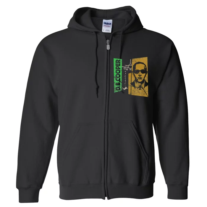 D. B. Cooper Skyjacker Hijack Retro 60s Style Graphic Full Zip Hoodie