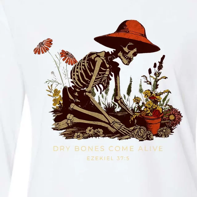 Dry Bones Come Alive Funny Skeleton Flower Womens Cotton Relaxed Long Sleeve T-Shirt