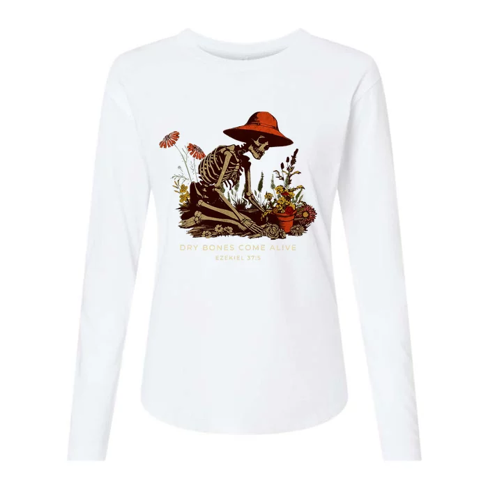 Dry Bones Come Alive Funny Skeleton Flower Womens Cotton Relaxed Long Sleeve T-Shirt