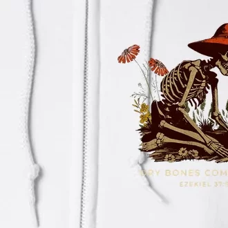 Dry Bones Come Alive Funny Skeleton Flower Full Zip Hoodie