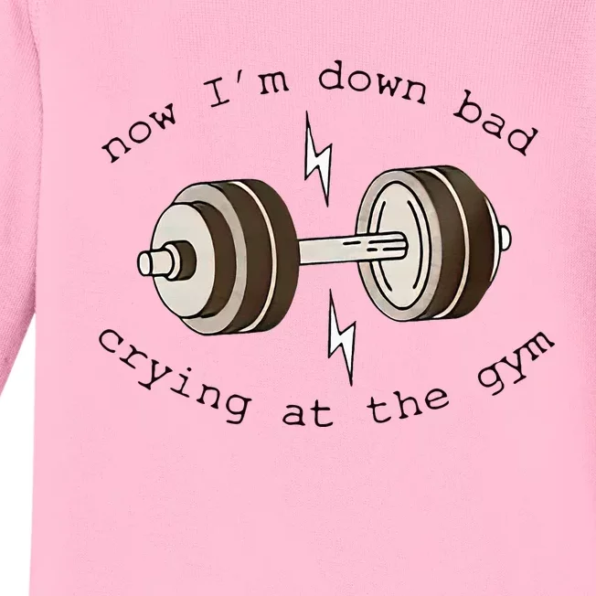 Down Bad Crying At The Gym Baby Long Sleeve Bodysuit