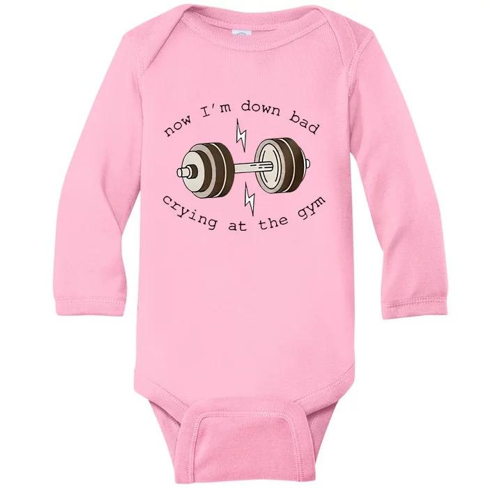 Down Bad Crying At The Gym Baby Long Sleeve Bodysuit