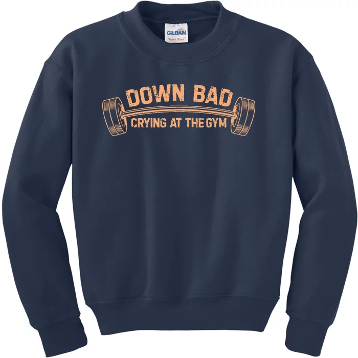 Down Bad Crying At The Gym Kids Sweatshirt