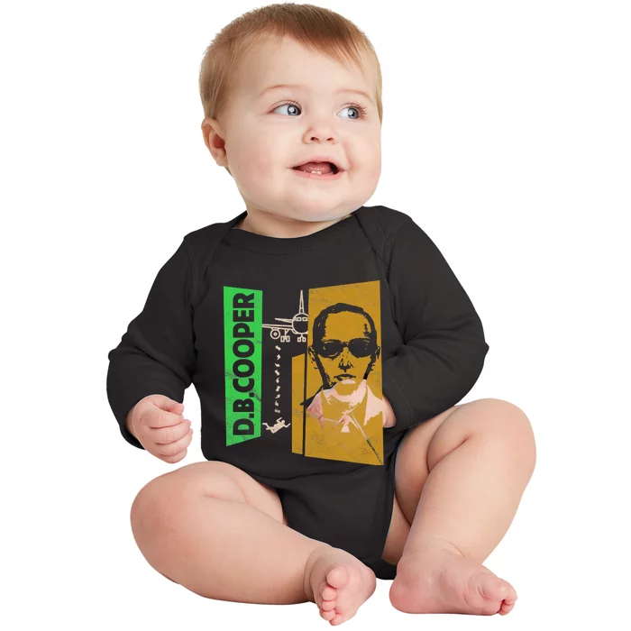 D B Cooper Skyjacker Hijack Retro 60s Style Graphic Baby Long Sleeve Bodysuit