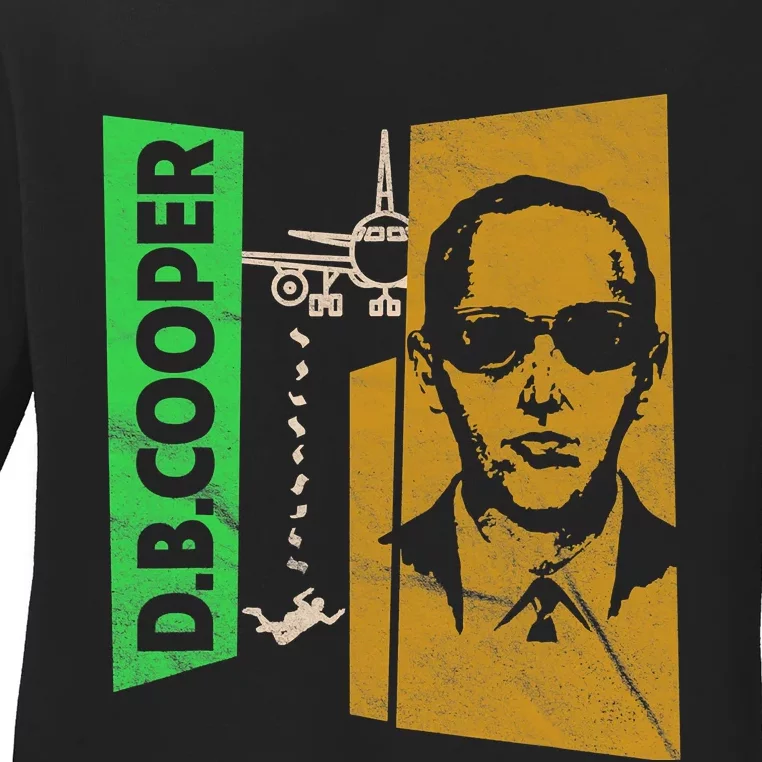 D B Cooper Skyjacker Hijack Retro 60s Style Graphic Ladies Long Sleeve Shirt