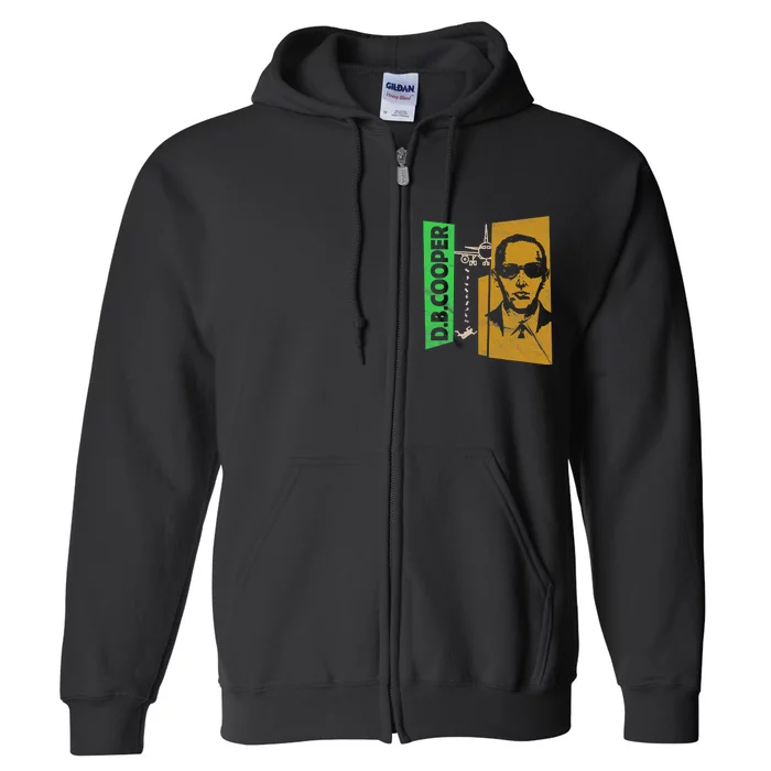 D B Cooper Skyjacker Hijack Retro 60s Style Graphic Full Zip Hoodie