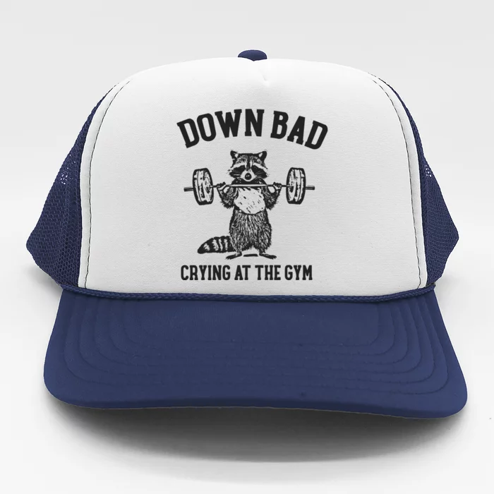 Down Bad Crying At The Gym Racoon Meme Ttpd Trucker Hat