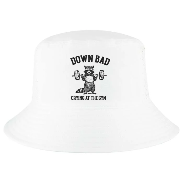 Down Bad Crying At The Gym Racoon Meme Ttpd Cool Comfort Performance Bucket Hat