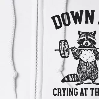 Down Bad Crying At The Gym Racoon Meme Ttpd Full Zip Hoodie