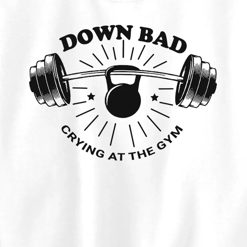 Down Bad Crying At The Gym Funny Workout Ttpd Kids Sweatshirt